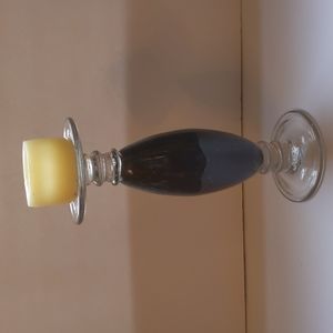 Viterra large glass pillar candlestick holder-11 1/2 inches tall